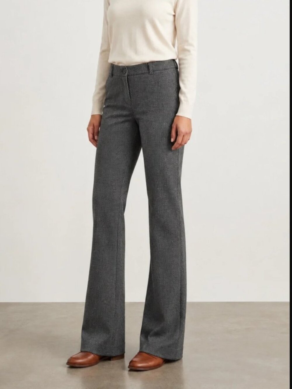 New Betabrand Gray Herringbone Bootcut Classic Dress Pant Yoga Pants Large